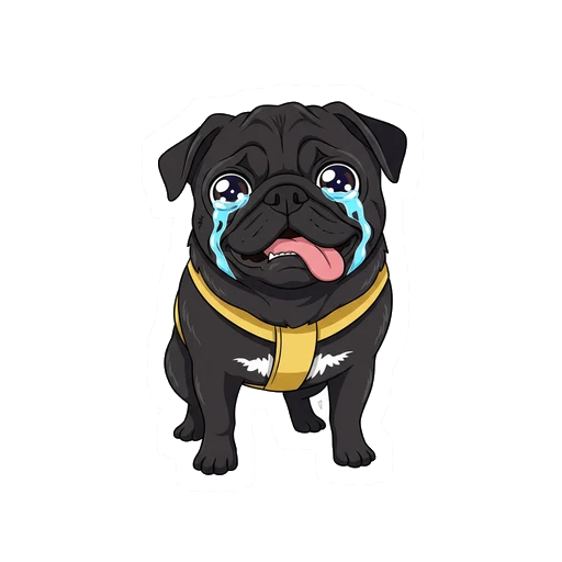 Crying pet sticker in Anime style