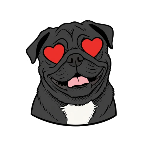 In Love pet sticker in Pop Art style